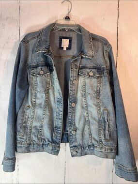 LC Lauren Conrad Light Blue Denim Jacket with metal buttons